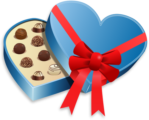 Blue Heart-Shaped Box Of Chocolates Clipart