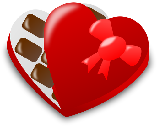 Of Red Heart Shaped Chocolate Box Half Open Clipart