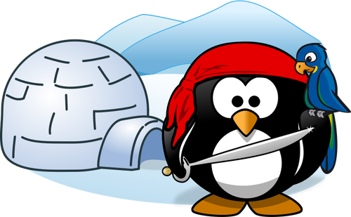 Of Pirate Penguin In Antartica Clipart