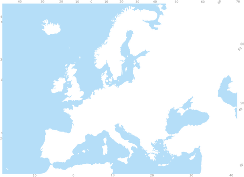 Blue And White Clip Art Of Map Of Europe Clipart