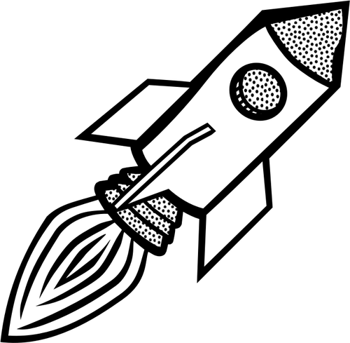 Line Art Of Space Rocket Ship Clipart