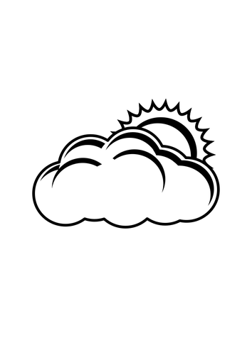 Clip Art Of Black And White Cloudy With Some Sun Day Sign Clipart