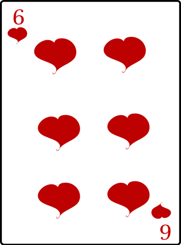 Six Of Hearts Playing Card Clipart