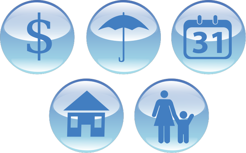 Clip Art Of Event Planning Icons In Blue Shades Clipart