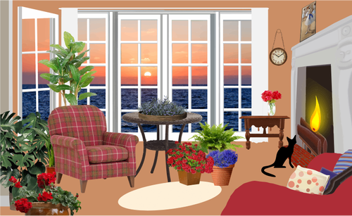 Classic Apartment With Sunset View Clipart