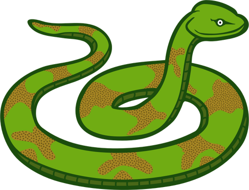 Green And Brown Color Snake Line Art Clipart