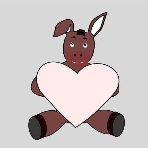Donkey Holding Heart Clipart