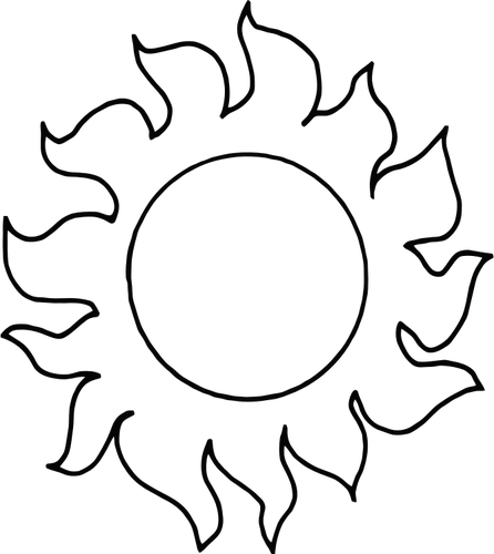 Of Fiery Sun Line Art Clipart