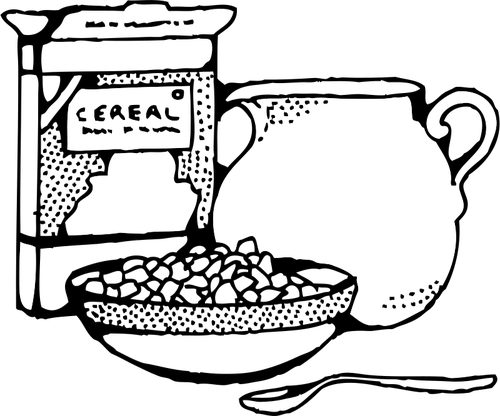Cereal Box And Pot Of Milk Art Clipart