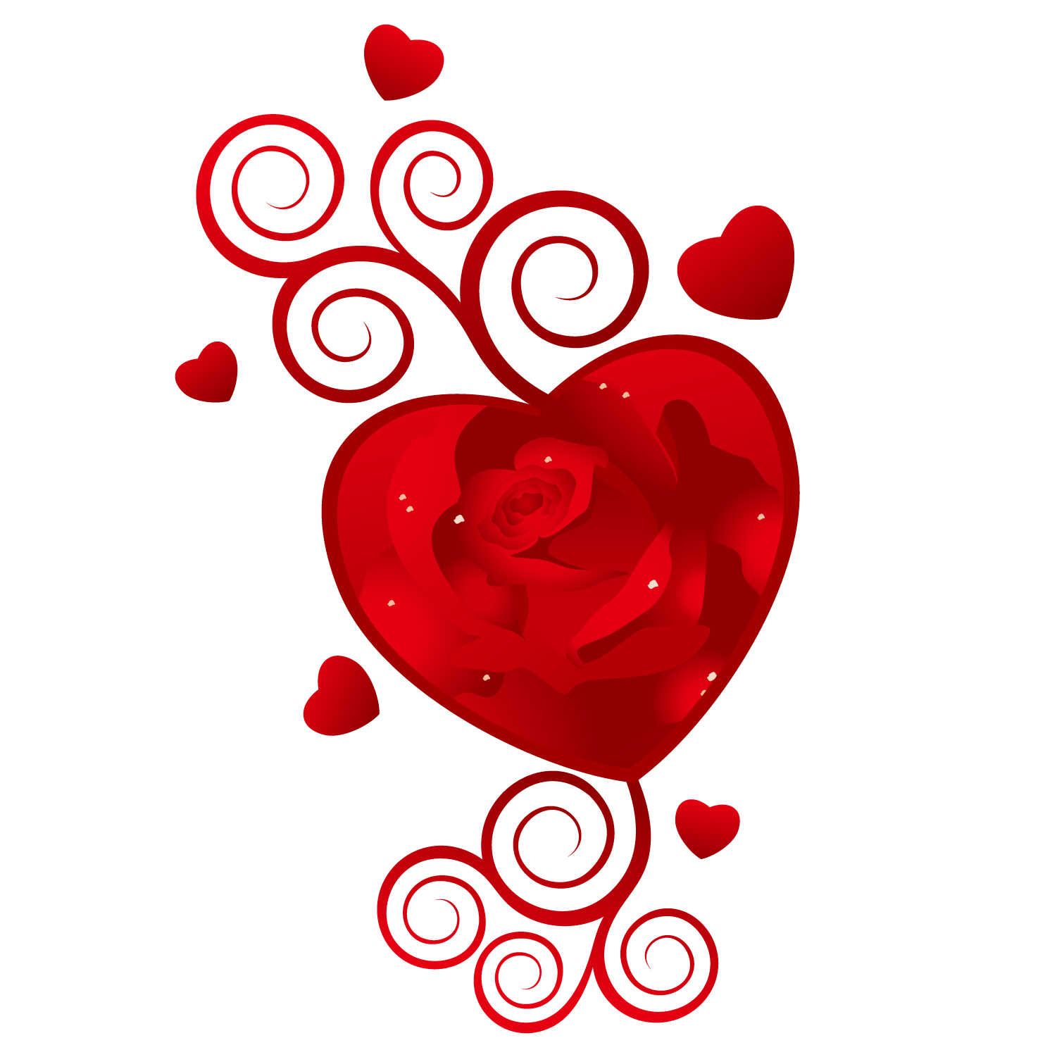 Heart February 14 Wish Valentines Vector Rose Clipart