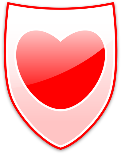 Of Red Heart On A Shield Clipart