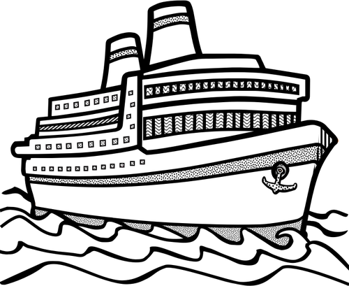 Line Art Of Large Cruise Ship Clipart