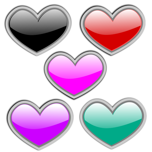 Color Glass Hearts Clipart