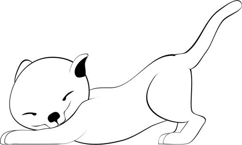 Stretching Cat Line Art Clipart