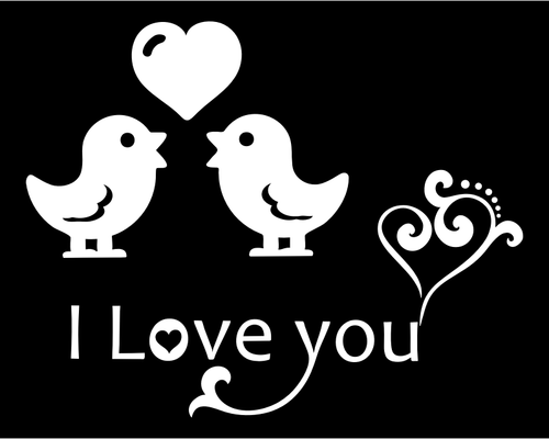Image Of A "I Love You" Sign Decorated By Heart And Birds. Clipart