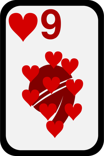 Nine Of Hearts Funky Playing Card Clipart