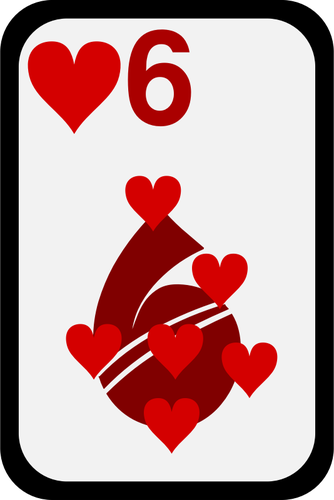 Six Of Hearts Funky Playing Card Clipart