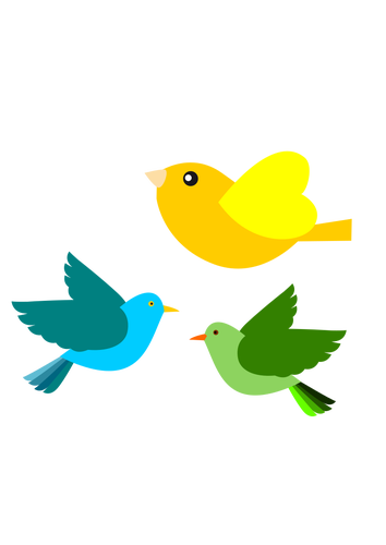 Clip Art Of Three Different Flying Birds Clipart