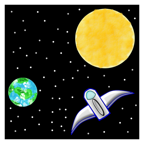 Of Spaceship Between Earth And Sun Clipart