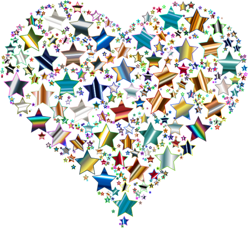 Colorful Heart With Stars Clipart