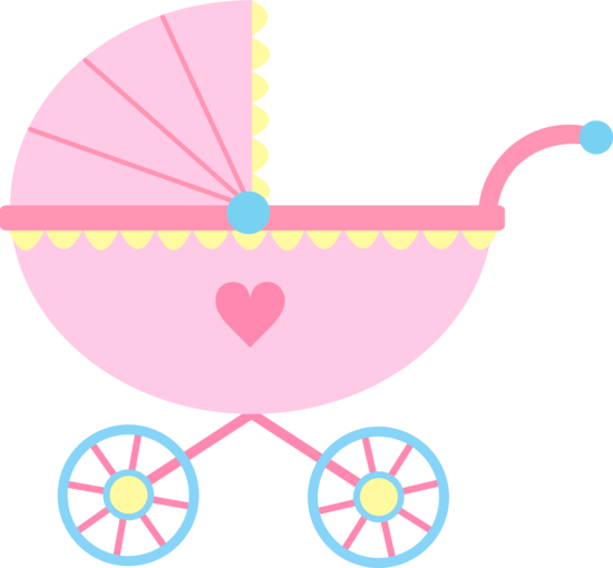 Baby Girl Cute Pink Baby Carriage Clipart