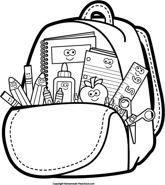 Back To School School Black And White Clipart