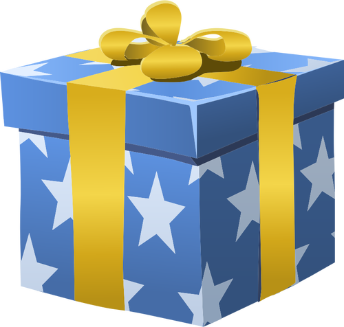 Of Blue Gift Wrapped Box Clipart