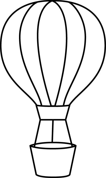 Hot Air Balloon Black And White Clipart