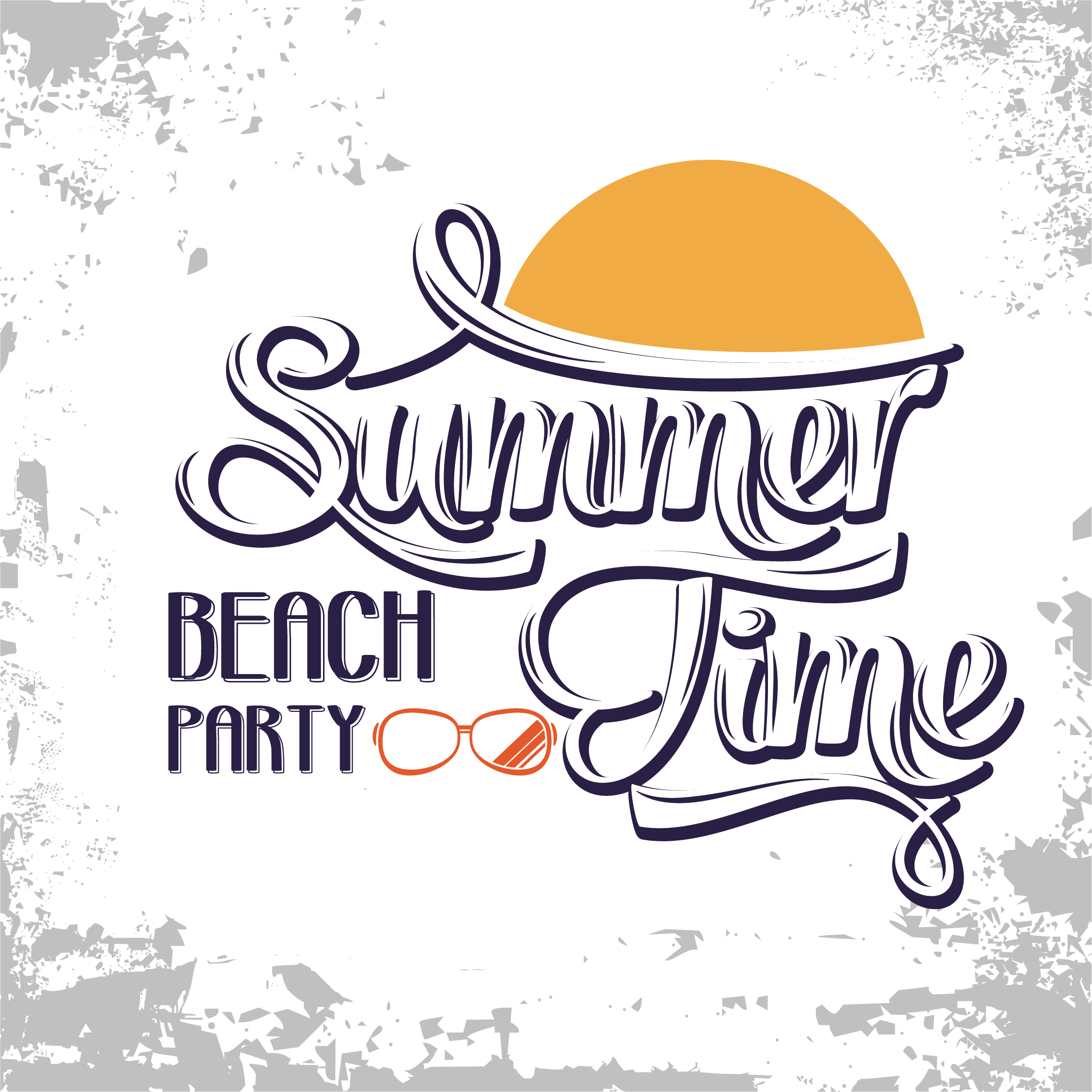 Summer Art Vector Time Font Beach Clipart