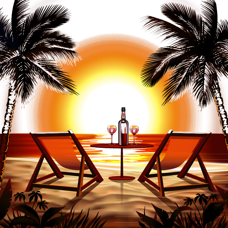 Photography Illustration Vector Sunset Beach Stock Clipart