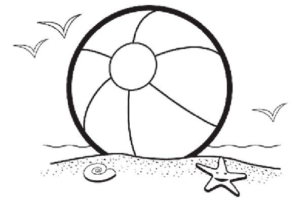 Beach Ball Beach Scene Coloring Pages Coloring Clipart