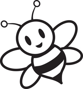 Cute Bee Black And White Images Clipart