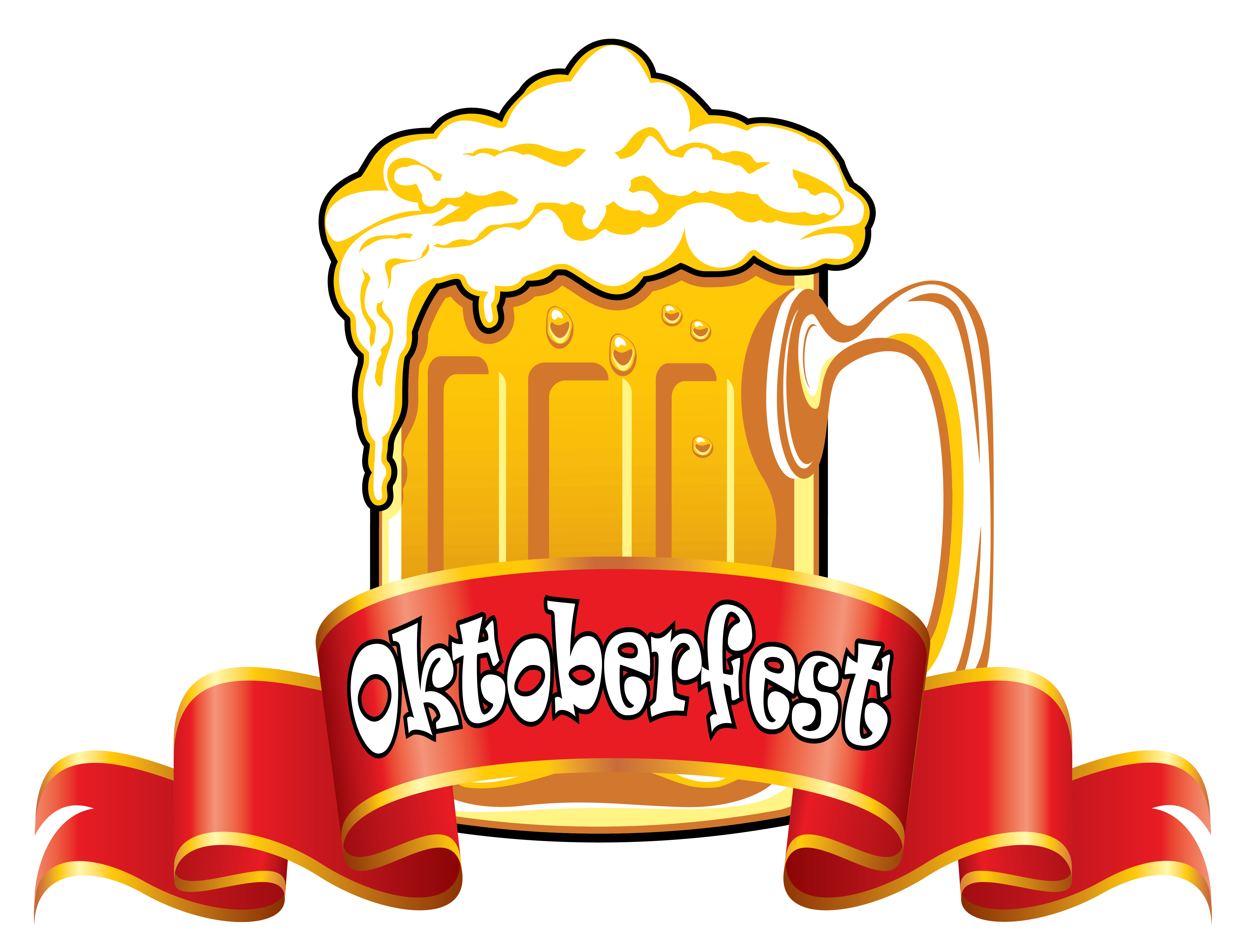 Oktoberfest Red Banner With Beer Image Clipart