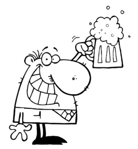 Drinking Beer Image Black And White Man Clipart