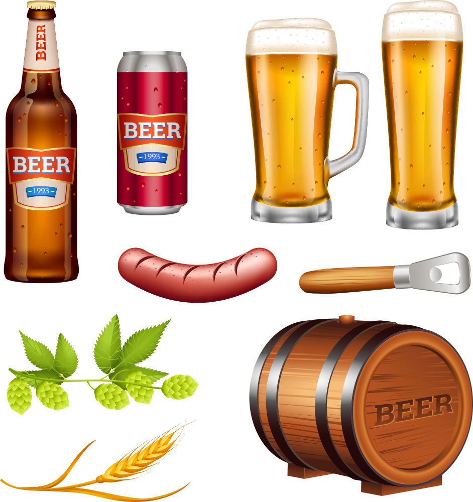 And Sausage Photography Material Illustration Beer Vector Clipart