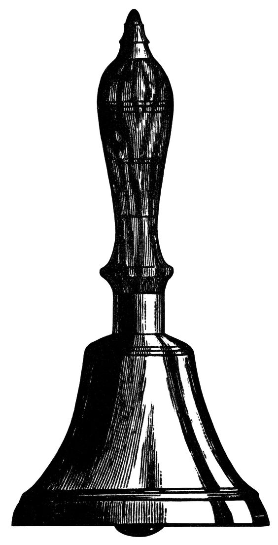Antique Hand Bell Black And White Clipart