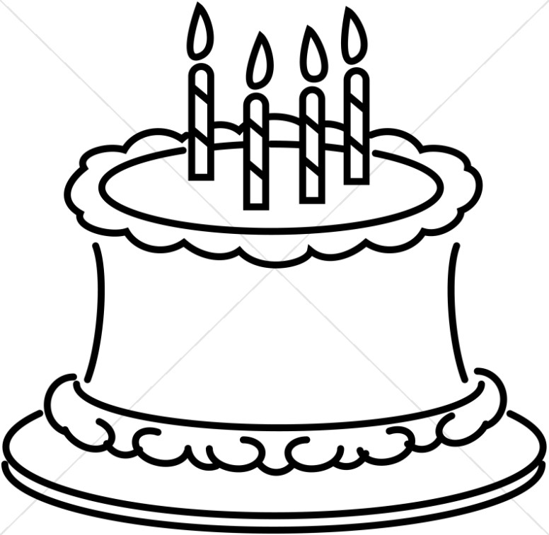 Birthday Cake Black And White Collection Clipart