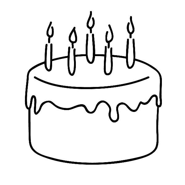 Birthday Cake Black And White To Cut Clipart