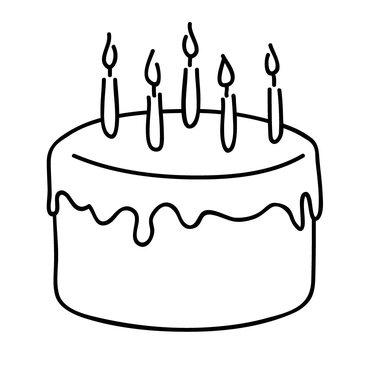 Happy Birthday Cake Black And White Clipart