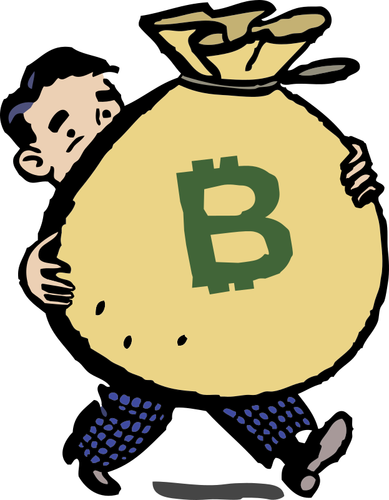 Man With Bitcoin Bag Clipart
