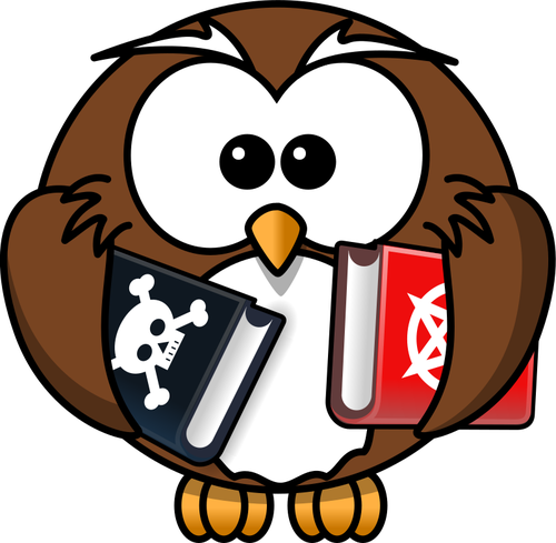 An Owl Holding Two Books Clipart
