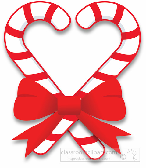 Christmas Two Candy Canes With Red Bow Clipart