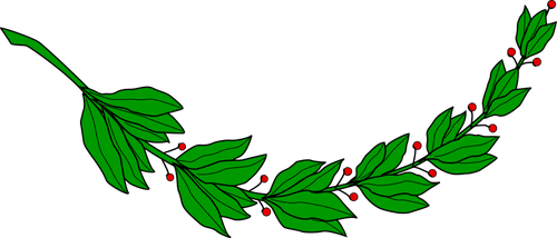 Laurel Branch With Red Berries Clipart