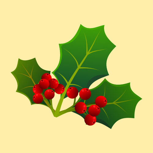 Holly Leaves With Red Berries Clipart