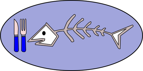 Of Fish Bone On Plate Clipart
