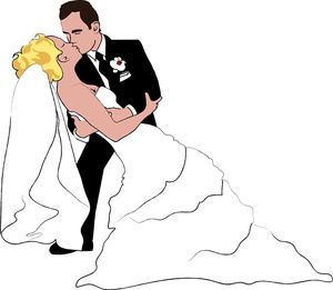 Bride And Groom Kissing Image A Cartoon Clipart