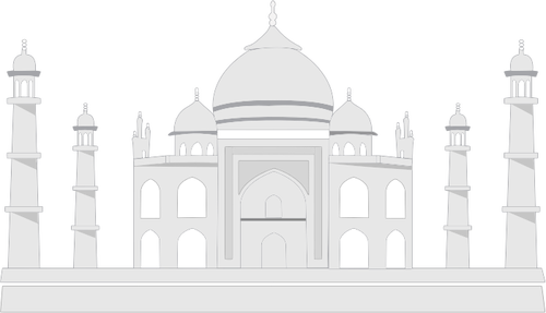 Of Taj Mahal In Grascale Clipart