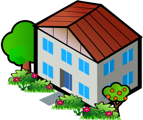 Of House Among Trees Clipart