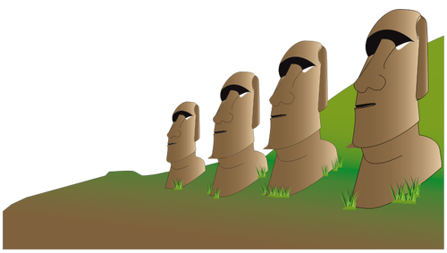 Of Moai Statues. Clipart