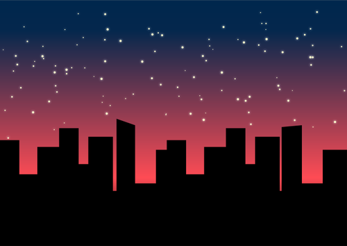 Of City Scape With Stars Clipart